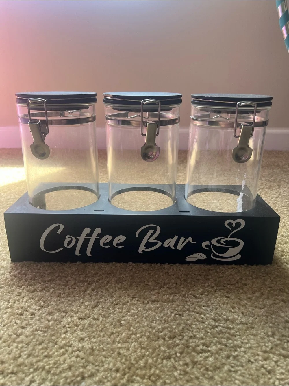 Coffee Bar 3-Jar Countertop Canister Set - Black